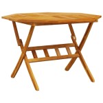 vidaXL Masă de grădină pliabilă, Ø110x75 cm, lemn masiv acacia