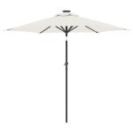 vidaXL Umbrelă soare de grădină stâlp din oțel, alb, 225x225x212 cm