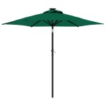 vidaXL Umbrelă soare de grădină stâlp din oțel/LED verde 225x225x212cm vidaXL Umbrelă soare de grădină stâlp din oțel/LED verde 225x225x212cm