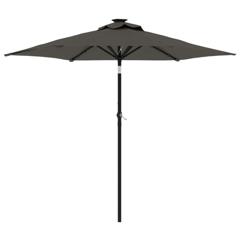 vidaXL Umbrelă soare grădină stâlp din oțel/LED antracit 225x225x212cm