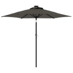 vidaXL Umbrelă soare grădină stâlp din oțel/LED antracit 225x225x212cm