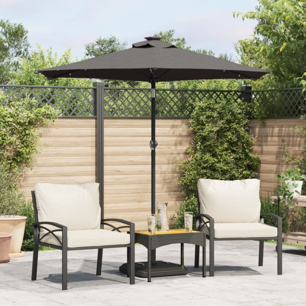 vidaXL Umbrelă soare grădină stâlp din oțel/LED antracit 225x225x212cm