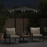 vidaXL Umbrelă soare grădină stâlp din oțel/LED antracit 225x225x212cm