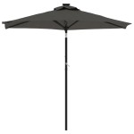 vidaXL Umbrelă soare grădină stâlp din oțel/LED antracit 225x225x212cm