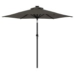 vidaXL Umbrelă soare grădină stâlp din oțel/LED antracit 225x225x212cm