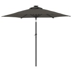 vidaXL Umbrelă soare grădină stâlp din oțel/LED antracit 225x225x212cm