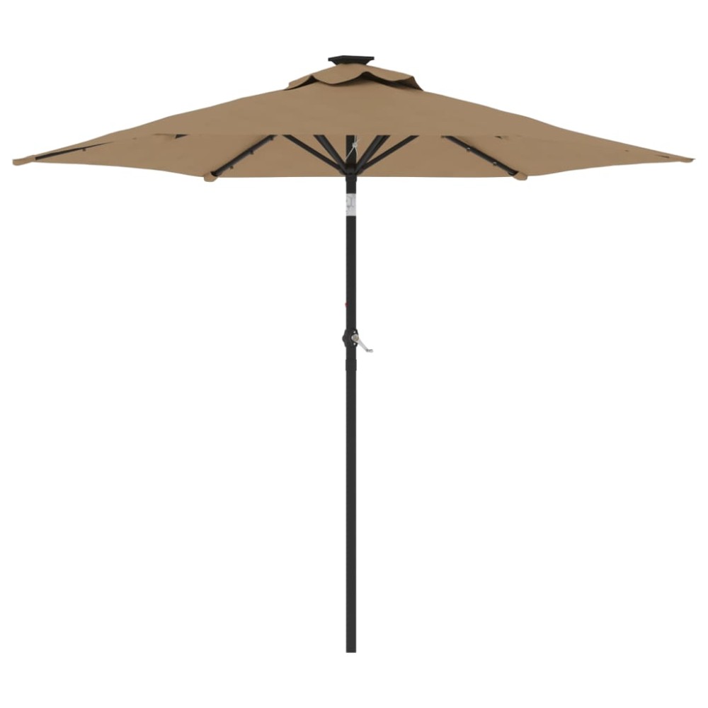vidaXL Umbrelă soare de grădină stâlp din oțel/LED taupe 225x225x212cm