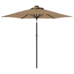 vidaXL Umbrelă soare de grădină stâlp din oțel/LED taupe 225x225x212cm vidaXL Umbrelă soare de grădină stâlp din oțel/LED taupe 225x225x212cm
