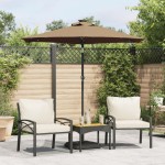 vidaXL Umbrelă soare de grădină stâlp din oțel/LED taupe 225x225x212cm vidaXL Umbrelă soare de grădină stâlp din oțel/LED taupe 225x225x212cm