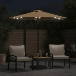vidaXL Umbrelă soare de grădină stâlp din oțel/LED taupe 225x225x212cm vidaXL Umbrelă soare de grădină stâlp din oțel/LED taupe 225x225x212cm