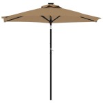 vidaXL Umbrelă soare de grădină stâlp din oțel/LED taupe 225x225x212cm vidaXL Umbrelă soare de grădină stâlp din oțel/LED taupe 225x225x212cm