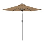vidaXL Umbrelă soare de grădină stâlp din oțel/LED taupe 225x225x212cm vidaXL Umbrelă soare de grădină stâlp din oțel/LED taupe 225x225x212cm