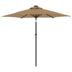 vidaXL Umbrelă soare de grădină stâlp din oțel/LED taupe 225x225x212cm vidaXL Umbrelă soare de grădină stâlp din oțel/LED taupe 225x225x212cm