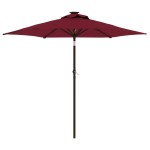 vidaXL Umbrelă soare de grădină stâlp din oțel/LED roșu 225x225x212cm