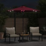 vidaXL Umbrelă soare de grădină stâlp din oțel/LED roșu 225x225x212cm
