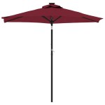 vidaXL Umbrelă soare de grădină stâlp din oțel/LED roșu 225x225x212cm