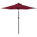 vidaXL Umbrelă soare de grădină stâlp din oțel/LED roșu 225x225x212cm
