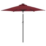 vidaXL Umbrelă soare de grădină stâlp din oțel/LED roșu 225x225x212cm