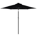vidaXL Umbrelă soare de grădină stâlp din oțel/LED negru 225x225x212cm