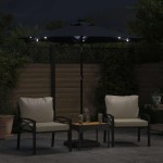 vidaXL Umbrelă soare de grădină stâlp din oțel/LED negru 225x225x212cm