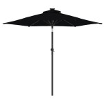 vidaXL Umbrelă soare de grădină stâlp din oțel/LED negru 225x225x212cm