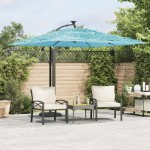 vidaXL Umbrelă soare de grădină stâlp din oțel, albastru 269x269x235cm vidaXL Umbrelă soare de grădină stâlp din oțel, albastru 269x269x235cm
