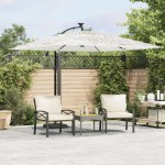 vidaXL Umbrelă soare de grădină stâlp din oțel, alb 269x269x235cm vidaXL Umbrelă soare de grădină stâlp din oțel, alb 269x269x235cm