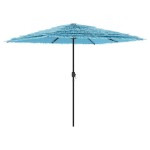 vidaXL Umbrelă soare de grădină stâlp din oțel, albastru 248x248x248cm vidaXL Umbrelă soare de grădină stâlp din oțel, albastru 248x248x248cm