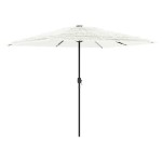 vidaXL Umbrelă soare de grădină stâlp din oțel, alb 248x248x248cm vidaXL Umbrelă soare de grădină stâlp din oțel, alb 248x248x248cm