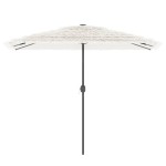 vidaXL Umbrelă soare de grădină cu stâlp din oțel, alb 300x200x250 cm