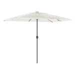 vidaXL Umbrelă soare de grădină cu stâlp din oțel, alb 300x200x250 cm