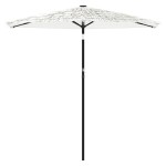 vidaXL Umbrelă soare de grădină stâlp din oțel, alb 223x223x213cm vidaXL Umbrelă soare de grădină stâlp din oțel, alb 223x223x213cm