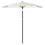 vidaXL Umbrelă soare de grădină stâlp din oțel, alb 268x268x226cm vidaXL Umbrelă soare de grădină stâlp din oțel, alb 268x268x226cm