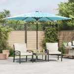 vidaXL Umbrelă soare de grădină stâlp din oțel, albastru 288x288x225cm vidaXL Umbrelă soare de grădină stâlp din oțel, albastru 288x288x225cm