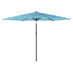 vidaXL Umbrelă soare de grădină stâlp din oțel, albastru 288x288x225cm vidaXL Umbrelă soare de grădină stâlp din oțel, albastru 288x288x225cm