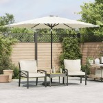 vidaXL Umbrelă soare de grădină stâlp din oțel, alb 288x288x225cm vidaXL Umbrelă soare de grădină stâlp din oțel, alb 288x288x225cm