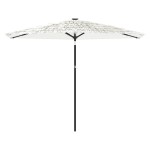 vidaXL Umbrelă soare de grădină stâlp din oțel, alb 288x288x225cm vidaXL Umbrelă soare de grădină stâlp din oțel, alb 288x288x225cm