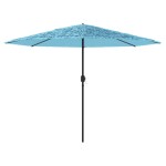 vidaXL Umbrelă soare de grădină stâlp din oțel, albastru 324x324x247cm vidaXL Umbrelă soare de grădină stâlp din oțel, albastru 324x324x247cm