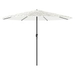 vidaXL Umbrelă soare de grădină stâlp din oțel, alb 324x324x247 cm vidaXL Umbrelă soare de grădină stâlp din oțel, alb 324x324x247 cm