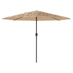 vidaXL Umbrelă soare de grădină cu stâlp din oțel, maro 388x388x248 cm vidaXL Umbrelă soare de grădină cu stâlp din oțel, maro 388x388x248 cm