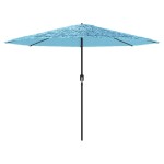 vidaXL Umbrelă soare de grădină stâlp din oțel, albastru 388x388x248cm vidaXL Umbrelă soare de grădină stâlp din oțel, albastru 388x388x248cm