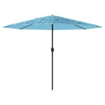 vidaXL Umbrelă soare de grădină stâlp din oțel, albastru 388x388x248cm vidaXL Umbrelă soare de grădină stâlp din oțel, albastru 388x388x248cm