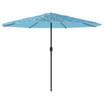 vidaXL Umbrelă soare de grădină stâlp din oțel, albastru 388x388x248cm vidaXL Umbrelă soare de grădină stâlp din oțel, albastru 388x388x248cm