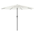 vidaXL Umbrelă soare de grădină stâlp din oțel, alb 388x388x248 cm vidaXL Umbrelă soare de grădină stâlp din oțel, alb 388x388x248 cm