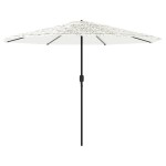 vidaXL Umbrelă soare de grădină stâlp din oțel, alb 388x388x248 cm vidaXL Umbrelă soare de grădină stâlp din oțel, alb 388x388x248 cm