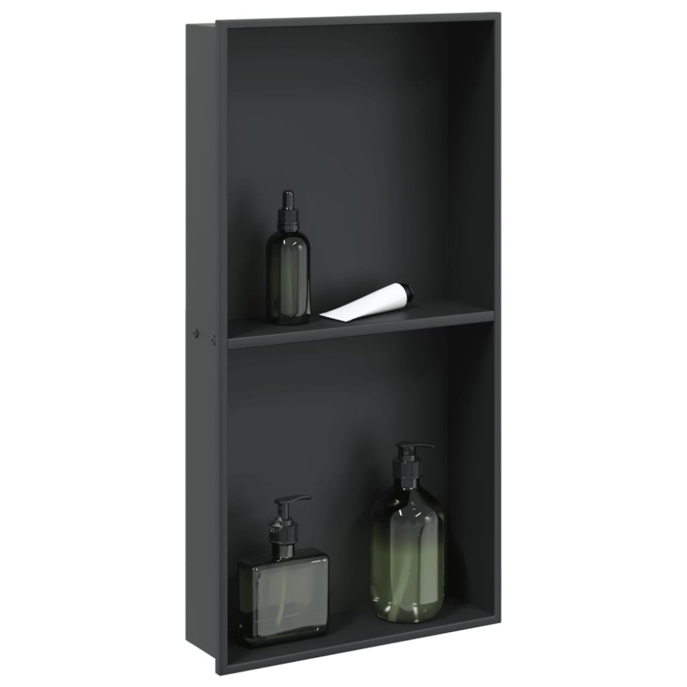 vidaXL Nișă de duș, negru mat, 32x62x9 cm, oțel inoxidabil