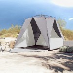 vidaXL Cort camping 4 persoane gri impermeabil setare rapidă