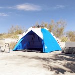vidaXL Cort camping 3 persoane albastru azur impermeabil setare rapidă vidaXL Cort camping 3 persoane albastru azur impermeabil setare rapidă
