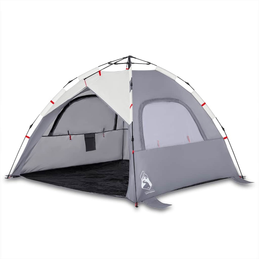 vidaXL Cort camping 3 persoane gri impermeabil setare rapidă