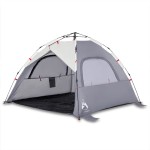 vidaXL Cort camping 3 persoane gri impermeabil setare rapidă
